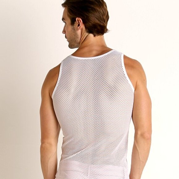 Mens Tank In Mesh White - Picture 7 of 7
